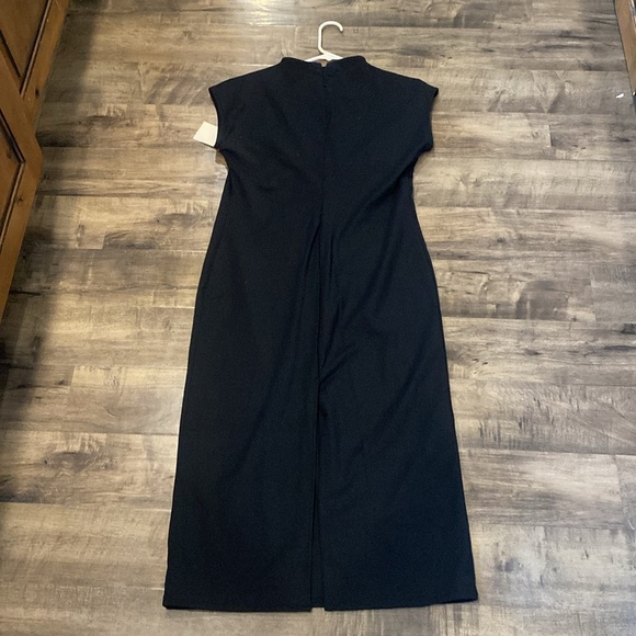 NWT OPEN EDIT Smooth Edit Funnel Neck Midi Dress Color Black Size Large - Picture 7 of 7
